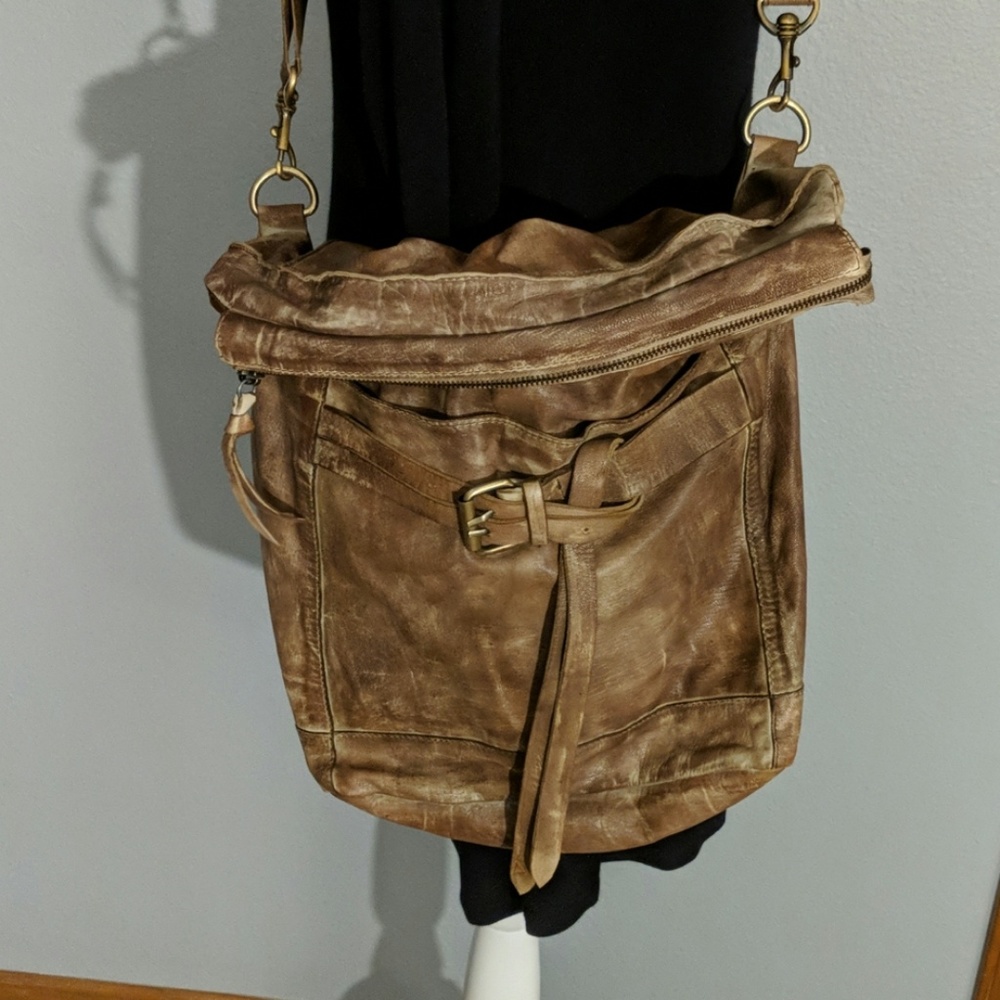 Brown leather Free People crossbody